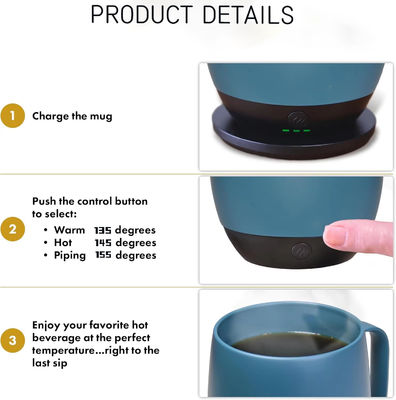Portable Digital Style Diseño de fábrica Bebidas que se calientan a sí mismas Temperatura controlada Bebida directa Taza de café Viajes inalámbricos