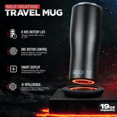 Taza de café caliente personalizada con pantalla LED de temperatura autoajustable para bebida directa conveniente para viajes