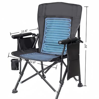Silla de camping refrigerada equipada con sistema de circulación de agua a batería USB y zonas de enfriamiento duales para todo el día al aire libre
