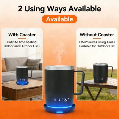 Taza portátil inteligente con control de temperatura digital batería recargable LED pantalla y tapa resistente a derrames para conveniencia