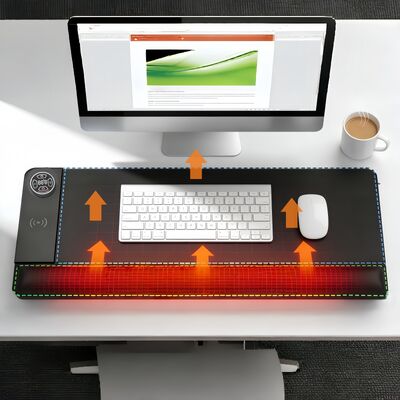 Personalizar protección contra el sobrecalentamiento Pad de ratón caliente con carga inalámbrica y descanso de muñeca Pad de ratón de calefacción inteligente