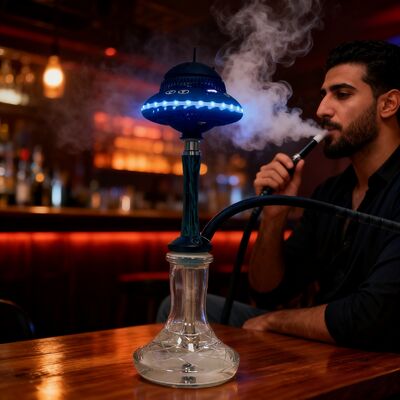 Shisha/Hookah portátil inalámbrico personalizado con batería de larga duración y vibrantes efectos de iluminación RGB, ideal para viajes y exteriores