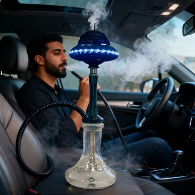 Shisha/Hookah portátil inalámbrico personalizado con batería de larga duración y vibrantes efectos de iluminación RGB, ideal para viajes y exteriores