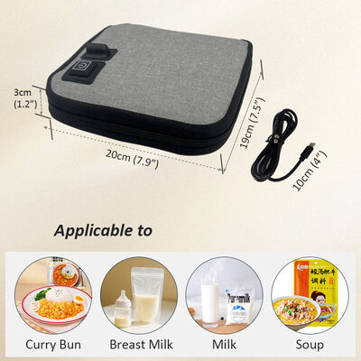 Bolsa portátil para calentar alimentos alimentada por USB con tela Oxford resistente al agua y forro aislante apto para alimentos para comidas calientes en cualquier momento y lugar