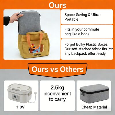 Bolso de calefacción de alimentos conveniente sin necesidad de microondas, con calefacción suave y aislamiento seguro para comidas calientes