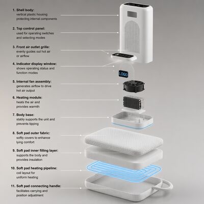 almohada eléctrica de calefacción adecuada para todo el año que proporciona funciones de enfriamiento y calefacción con un diseño cómodo y compacto