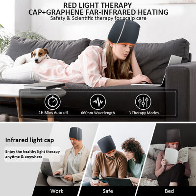660nm Red Light Therapy Cap with Graphene Far-Infrared Heating, 3 Therapy Modes & 1H Auto Shut Off, Portable Infrared Light Cap for Scalp Treatment