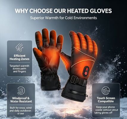 Guantes Calefactables Eléctricos, Guantes Calefactores con Batería de Hoja de Grafeno de 5V, Guantes Térmicos Impermeables y a Prueba de Viento Ajustables de 40-65℃ para Esquí, Ciclismo, Camping y Trabajo