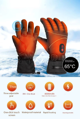 Guante calefactor de grafeno con pantalla táctil, duradero y de temperatura ajustable, impermeable, cortavientos, a prueba de nieve, guantes eléctricos