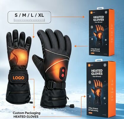 Guantes eléctricos con calefacción de grafeno Calentamiento rápido, temperatura ajustable Calentadores térmicos impermeables, logotipo y embalaje personalizados disponibles