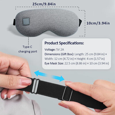35-55°C Máscara de ojos con calefacción ajustable, portátil de calefacción rápida, recargable, máscara de ojos con calefacción, de tejido de punto suave Máscara de ojos eléctrica equipada con bolsa de almacenamiento para viajes y relajación diaria de los ojos