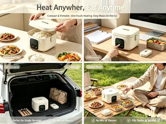 500 ml de calefacción eléctrica USB Boteca de almuerzo de acero inoxidable 304 Temperatura ajustable Calentador de alimentos portátil para acampar Viaje de picnic