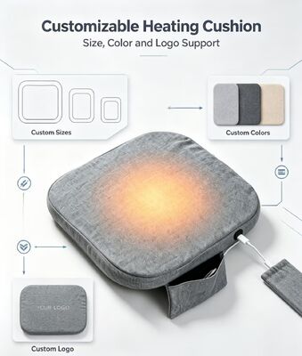 Cojín de asiento calefactado de grafeno 45x45cm, 3cm de grosor, lino y algodón, USB, ajuste de temperatura de 3 velocidades, almohadilla calefactora para el hogar, coche, oficina, soporte cálido para cintura y glúteos