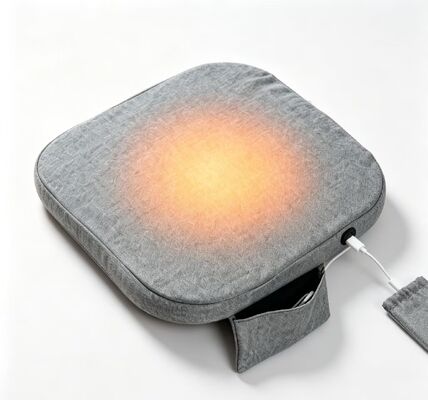 Cojín de asiento calefactado de grafeno 45x45cm, 3cm de grosor, lino y algodón, USB, ajuste de temperatura de 3 velocidades, almohadilla calefactora para el hogar, coche, oficina, soporte cálido para cintura y glúteos