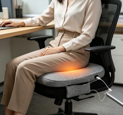 Cojín de asiento calefactado de grafeno 45x45cm, 3cm de grosor, lino y algodón, USB, ajuste de temperatura de 3 velocidades, almohadilla calefactora para el hogar, coche, oficina, soporte cálido para cintura y glúteos