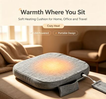 Portable USB Graphene Heated Seat Cushion Soft Linen‑Cotton Heating Chair Pad 3‑Speed Temperature Adjustment Warm Cushion Multi‑Color Available for Home Office Travel Car Use