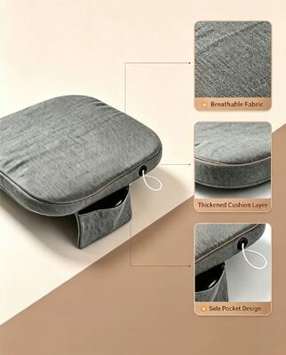 OEM ODM Graphene USB Heated Seat Cushion, Custom Logo Custom Size Custom Color, Linen Cotton Heating Chair Pad with Power Bank Pocket, 3‑Speed Temperature Control for Car Office Home
