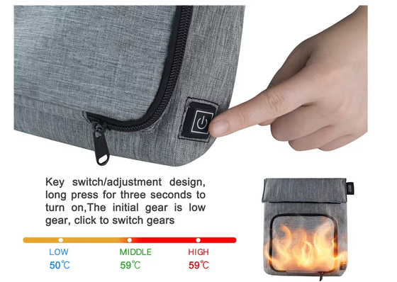 USB Calentador de alimentos impermeable con calefacción, portátil 3 niveles 50-59°C Bolso de calefacción de alimentos ajustable a temperatura, lavable Removible Cargador a prueba de fugas Bolso de calentador de alimentos para viajes Picnic escolar al aire libre