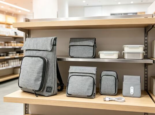 Bolsa de almuerzo calefactora USB de fibra de poliéster, calentador de alimentos impermeable a prueba de fugas, unidad calefactora extraíble y lavable, 50-59 ℃, ajuste de temperatura de 3 niveles para calentar comidas sobre la marcha