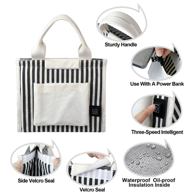 5V USB Powered Heated Lunch Bag — No Wall Socket Needed, 3 Adjustable Temperatures, Lightweight Thermal Food Warmer for Outdoor & Travel