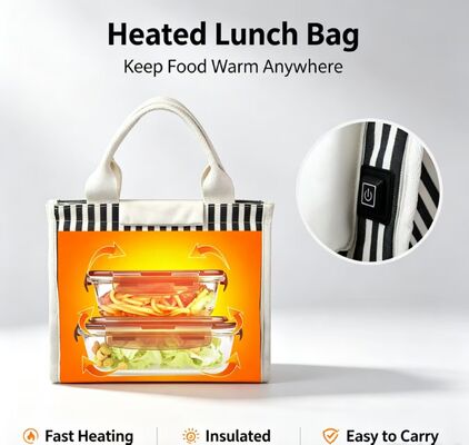 Reheat Takeout, Noodles & Steaks Without a Microwave — USB Powered Heated Lunch Bag, 3 Temperature Modes, Waterproof Thermal Tote