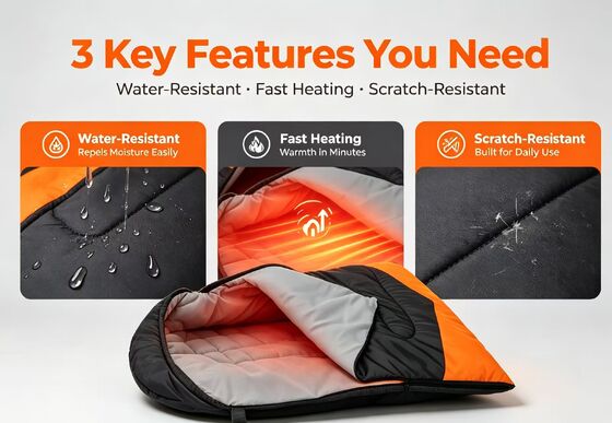 Saco de dormir para perros con calefacción resistente al agua y a los arañazos, saco de dormir duradero de poliéster para mascotas con temperatura ajustable de 3 niveles para múltiples razas de perros, algodón hueco para invierno, nieve y viento