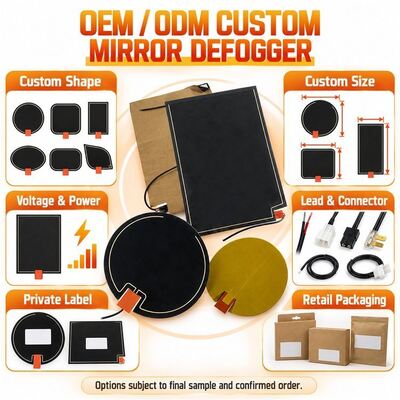 Pad de calefacción del despejador de espejos de grafeno, forma personalizada y tamaño, voltaje, película flexible resistente a la humedad para espejos de baño