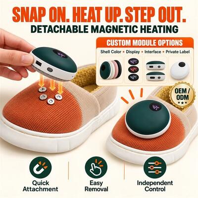 Zapatillas Magnéticas Calefactables Desmontables, Módulo de Calefacción de Grafeno con Pantalla Digital, Etiqueta de Material y Embalaje Personalizados en Color