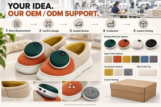 Zapatillas Magnéticas Calefactables Desmontables, Módulo de Calefacción de Grafeno con Pantalla Digital, Etiqueta de Material y Embalaje Personalizados en Color