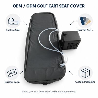 Cubierta de asiento de carrito de golf de doble modo de 24V, enfriamiento por agua y calefacción por grafeno, cubierta de asiento de banco impermeable con correas de correa y caja de enfriamiento externa, logotipo de color y embalaje de tamaño personalizado
