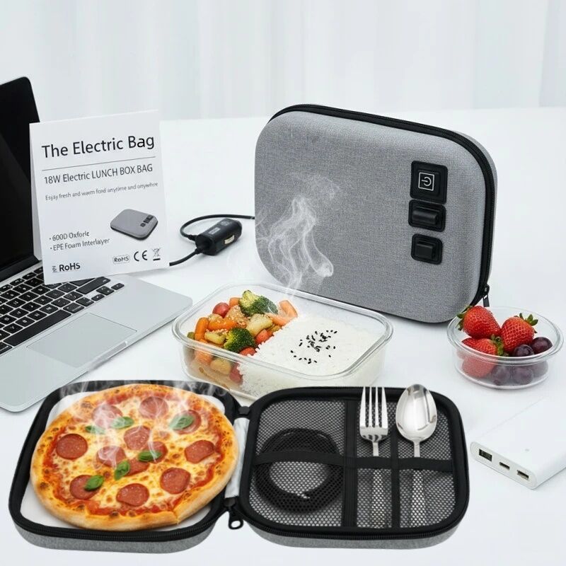 Bolsa portátil para calentar alimentos diseñada para bolsas planas, fiambreras y sándwiches con carcasa rígida a prueba de aplastamiento y alimentación USB