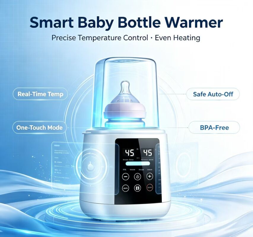 Calentador Eléctrico para Biberones de Bebé de 200W, Control de Temperatura de 30-65°C, Protección contra Quemaduras en Seco, Apagado Automático, Calentador de Leche para Bolsas de Almacenamiento de Leche Materna, Biberones de Vidrio, PP y Silicona