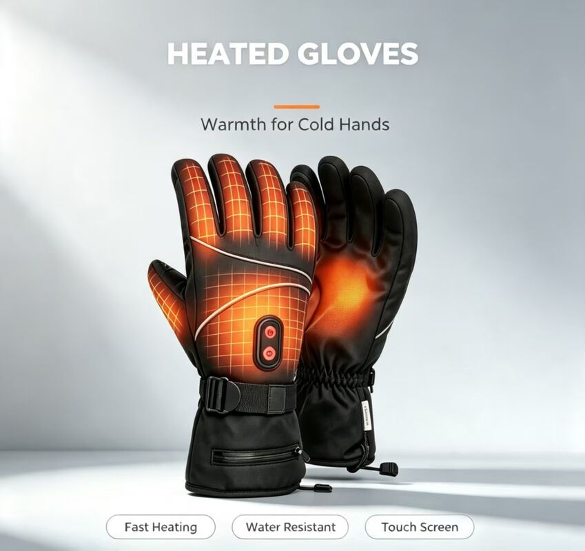 Guante calefactor de grafeno con pantalla táctil, duradero y de temperatura ajustable, impermeable, cortavientos, a prueba de nieve, guantes eléctricos