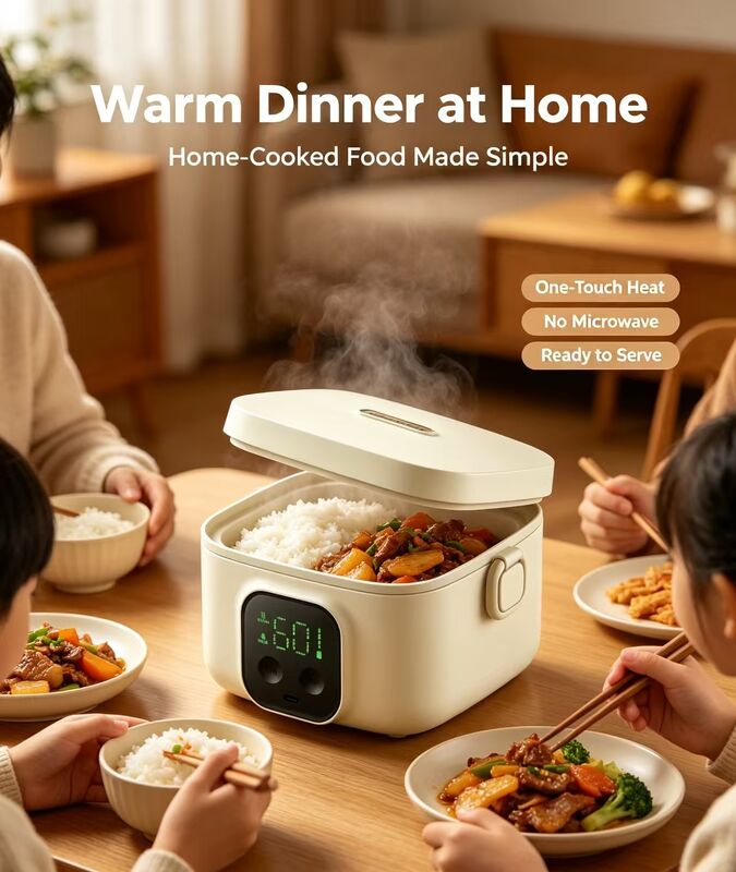 Caja de almuerzo eléctrica para calefacción del hogar, mini calentador de alimentos portátil, acero inoxidable 304, calentamiento rápido, ahorro de espacio para comedor familiar