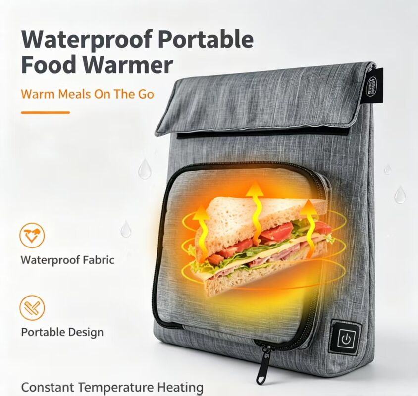 USB Calentador de alimentos impermeable con calefacción, portátil 3 niveles 50-59°C Bolso de calefacción de alimentos ajustable a temperatura, lavable Removible Cargador a prueba de fugas Bolso de calentador de alimentos para viajes Picnic escolar al aire libre
