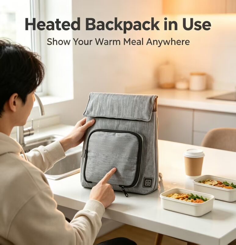 Solución de calefacción de alimentos en movimiento con calefacción de comida USB impermeable, extraíble para cargar y completamente lavable, a prueba de fugas de 3 niveles 50-59 °C Calor para viajes, escuela y picnic al aire libre