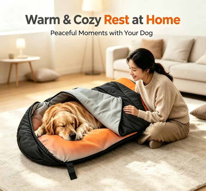 Saco de dormir para perros compacto y fácil de almacenar con calefacción, ligero de 0,93 kg Saco de dormir plegable para mascotas plegable para perros pequeños y medianos de diversas razas, perfecto para actividades al aire libre en el hogar y en clima frío