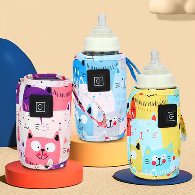 Milk heating sleeve featuring cute little tiger pattern customizable size and USB charging with timer controlled heating modes