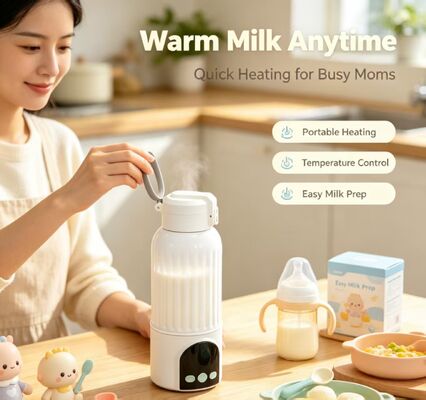 Calentador de biberones portátil con alimentación USB, calentador de leche con control de temperatura ajustable para viajes y hogar, apto para biberones de 17 oz