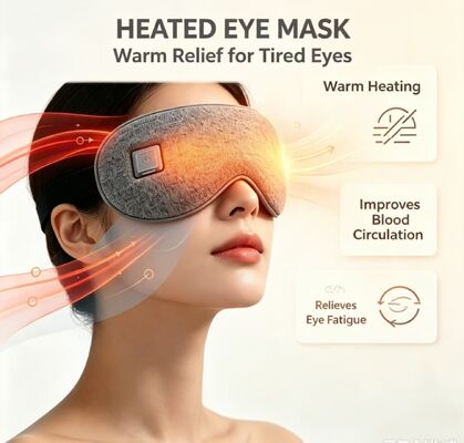 Mascarilla para ojos calefactada eléctrica con lámina calefactora de fibra de carbono incorporada, forro interior suave de algodón aislante, mascarilla para ojos cálida, mascarilla calefactada portátil de 1000 mAh con temperatura ajustable para aliviar los ojos cansados