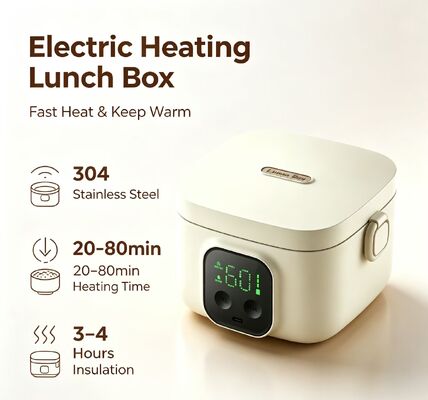 Caja de almuerzo eléctrica USB con calefacción, calentador de alimentos portátil de acero inoxidable 304, contenedor de calentamiento de alimentos de temperatura ajustable de 500 ml, aislamiento de 3-4 horas para picnics, camping y viajes por carretera