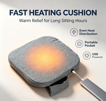 Cojín de asiento calefactado de grafeno 45x45cm, 3cm de grosor, lino y algodón, USB, ajuste de temperatura de 3 velocidades, almohadilla calefactora para el hogar, coche, oficina, soporte cálido para cintura y glúteos