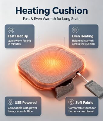 Casión de asiento con calefacción por grafeno USB portátil Casión de asiento con calefacción por grafeno Casión de asiento con calefacción por grafeno USB portátil Casión cálida multicolor disponible para uso en el hogar, oficina, viaje y automóvil