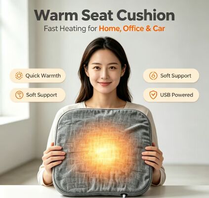 Cojín calefactor de grafeno ligero de 3 cm de grosor, almohadilla calefactora USB de 3 velocidades, adecuado para diferentes sillas domésticas y de oficina