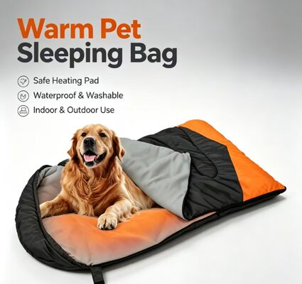 Saco de dormir para perros con calefacción de 3 niveles ajustable a temperatura, poliéster de algodón hueco suave portátil Saco de dormir cálido para mascotas para invierno Viento de nieve, viaje de campamento Uso en el exterior