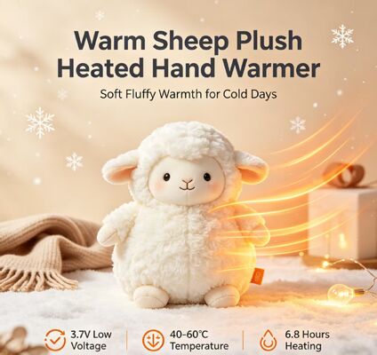 Calentador de manos recargable de oveja cálida, temperatura ajustable de 3 niveles 40-50-60℃, calentador de bolsillo portátil de larga duración de 6-8 horas, regalo de calefacción de invierno de fibra de poliéster para uso en interiores y exteriores