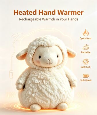 Calentador de mano de oveja portátil para niños,alimentado por un banco de alimentación USB para llevarlo fácilmente,tejido suave y suave para uso doméstico en interiores,configuración de temperatura de 40-50-60 °C,tiempo de trabajo de 6-8 horas