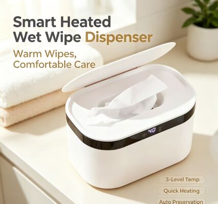 Dispensador Inteligente de Toallitas Húmedas Calentadas PP Silicona Control Táctil Temperatura Ajustable Calentador Portátil de Toallitas Húmedas para Bebé