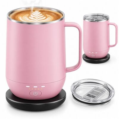 Carga inalámbrica Taza caliente, configuración de temperatura múltiple con control de un botón, taza de café sin cables recargable con forro de acero inoxidable, logotipo de color personalizado y embalaje