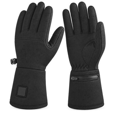 Guantes Calefactables de Grafeno, Guantes de Invierno Negros con Parche de Control de Puño y Bolsillo para Batería con Cremallera, Puño Largo, Talla Personalizada Color Etiqueta Privada y Empaque para Proyectos OEM ODM